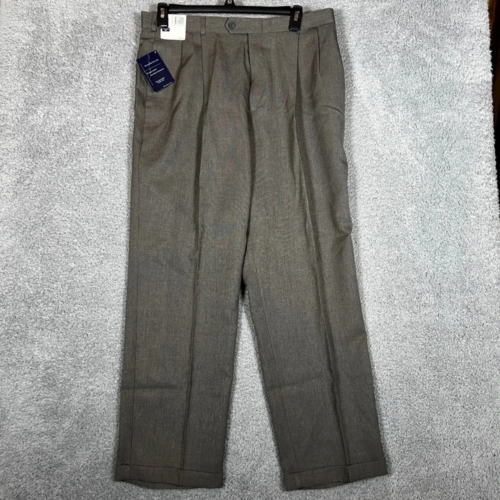 Dockers Dress Pants Mens 38x32 Brown New Pleated Cuffed Essential‎ Fine Weave